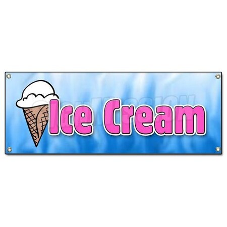 Signmission Ice Cream 1 Banner Heavy Duty 13 Oz Vinyl with Grommets Single Sided B-Ice Cream 1